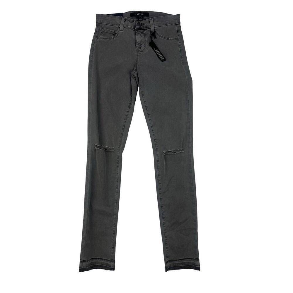 J Brand Mid Rise Ankle Distressed Skinny Jeans Silver Fox Size 24 W | 29 L